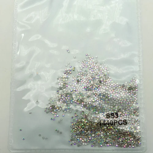 1440 шт AB прозрачные кристаллы стеклянные стразы для украшения ногтей 3D блестящие драгоценные камни Стразы для ногтей аксессуары камень 1,3 мм-4,0 мм - Цвет: 1440pcs SS3 AB