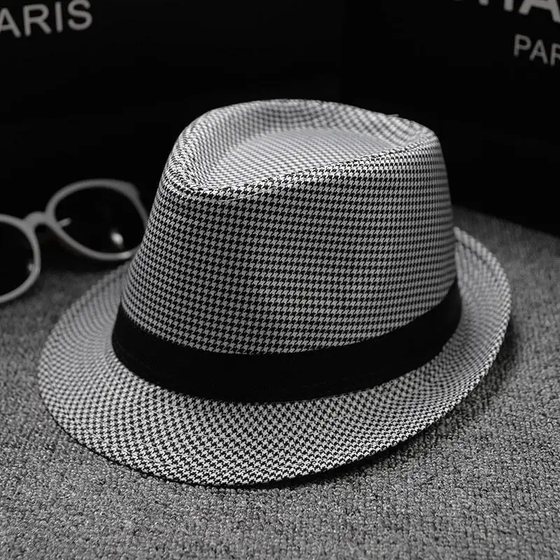 light grey black Английские сантиаги, женские ковбойские Ретро Мужские фетровые шляпы, топ, джаз, клетчатая шляпа, все сезоны, котелок, шапки, шапочки, ковбойский костюм - Цвет: light grey black