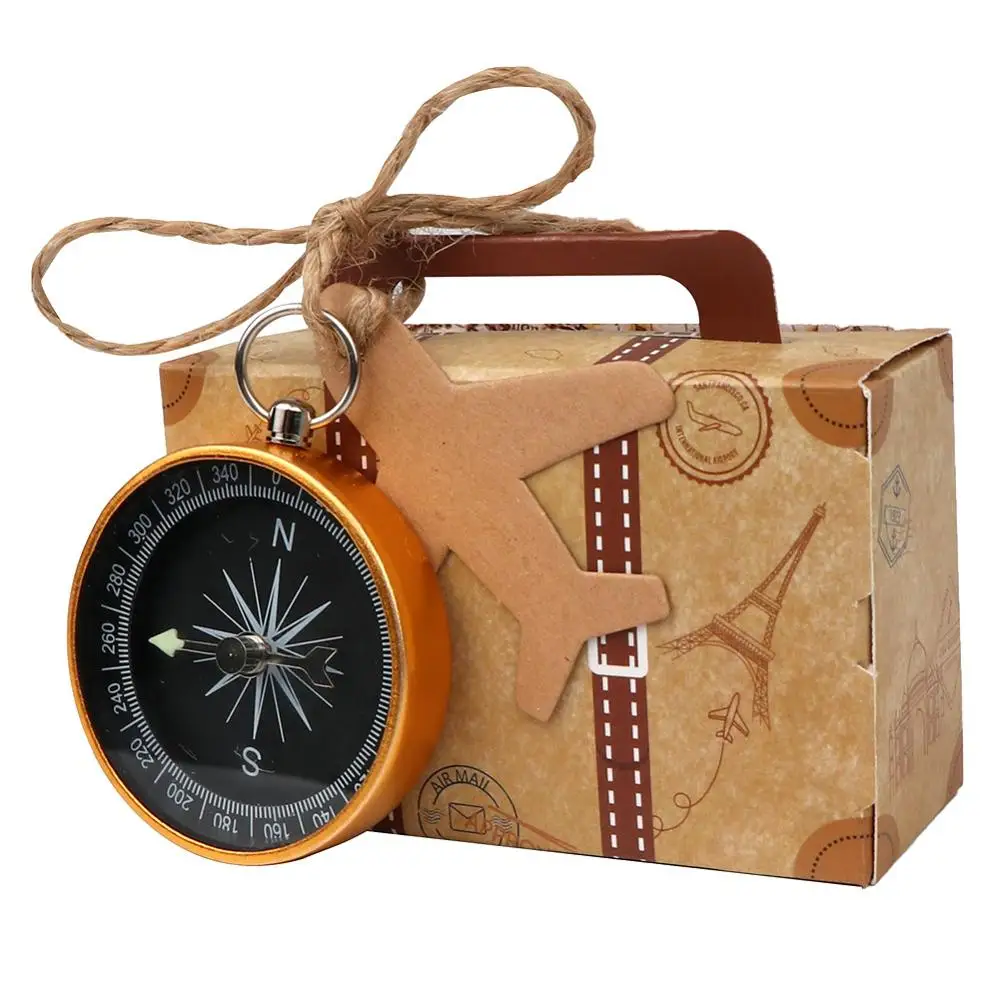Ourwarm Wedding Favors Karft Paper Candy Gift Box Compass With Tag for Guest Souvenir Birth Party Decoration diy handmade gift wedding party favors