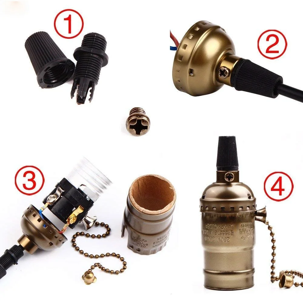 Vintage Lamp Holder Fitting E27 Lamp Holder Socket Chain Switch Douille E27 Socket Light UL CE Bulb Socket Holder Base