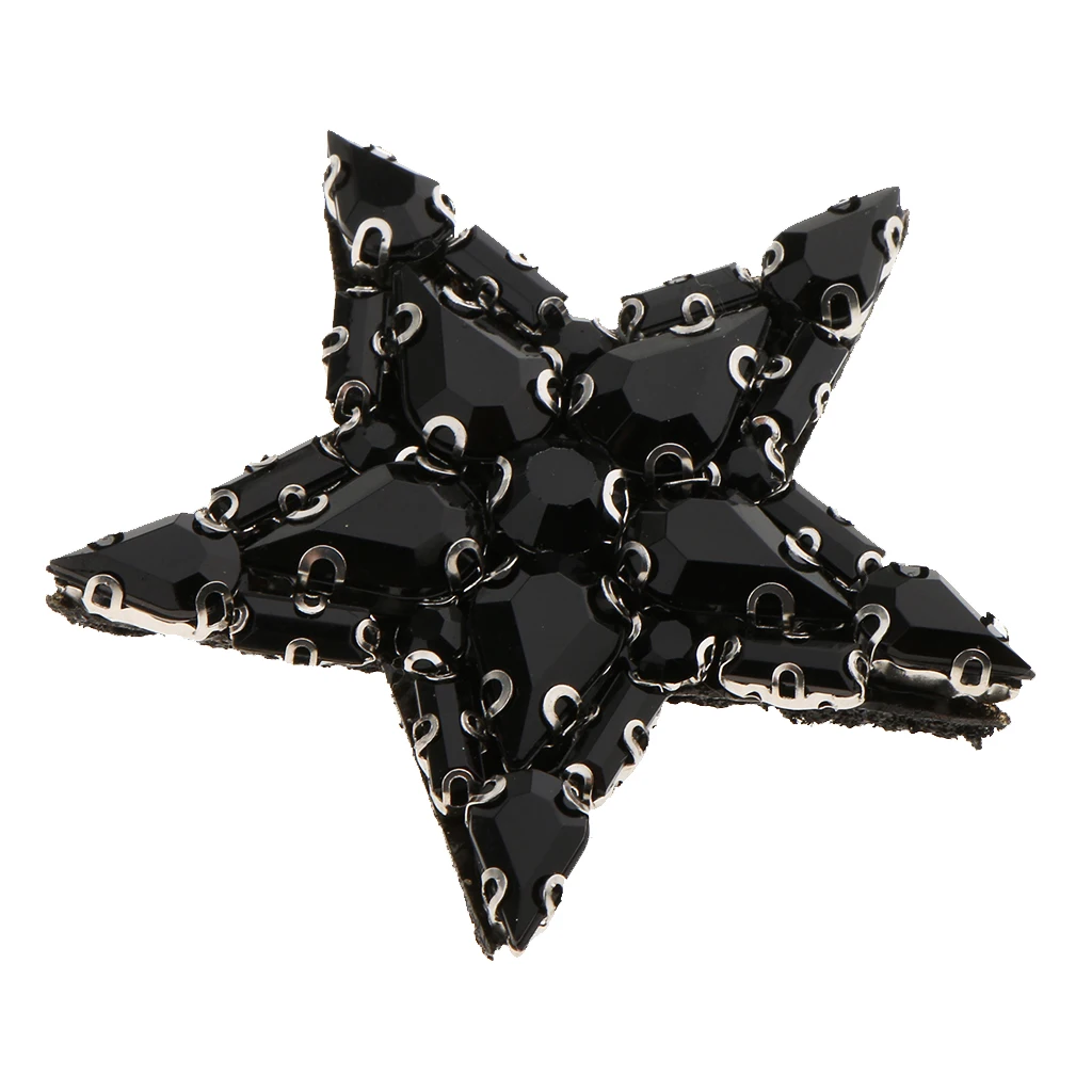 Star Sew on Embroidery Patch Beaded Rhinestone Glass Bead  Applique Clothes Accessories Garment Decoration for DIY Sewing Craft