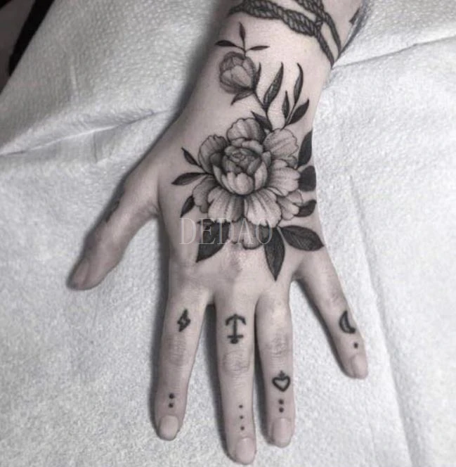 Временные татуировки наклейки с поддельными татуировками череп цветок ручная роспись флеш-тату водостойкие татуировки для девушек женщин