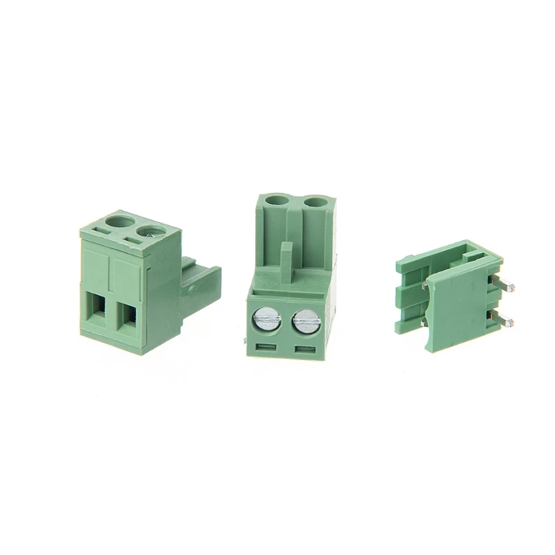 

Drop Shipping 10 Sets 2P Right Angle Terminal Block 300V 10A 5.08mm Pitch Connector PCB