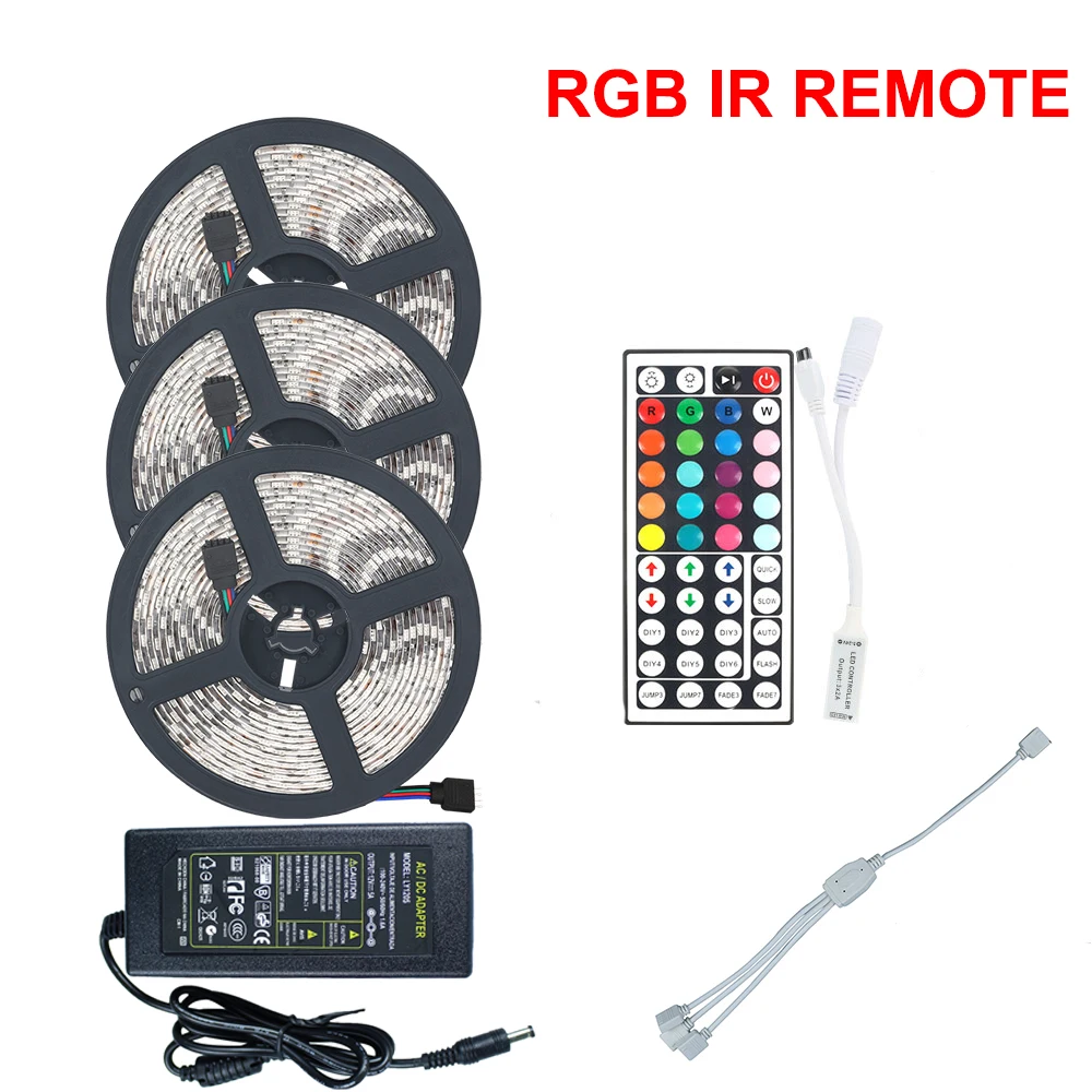 5 м 10 м 15 м WiFi Светодиодная лента светильник RGB DC12V водонепроницаемый SMD 5050 rgb диод гибкая лента Wi-Fi с адаптером - Испускаемый цвет: 15m  IR Controller