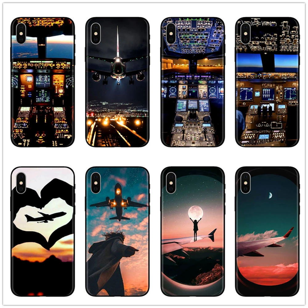 Stormfront ahead travel pilot plane Soft silicone TPU Phone Cases for iPhone X 6 6S Plus 7 8 Plus 5 5S SE XS MAX XR XS Cover cute iphone 8 cases
