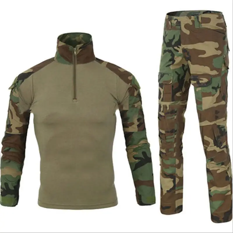 Jungle camouflage Тактическая камуфляжная военная форма, костюм для мужчин, армейская одежда США, рубашка в армейском стиле+ брюки карго наколенники - Цвет: Jungle camouflage