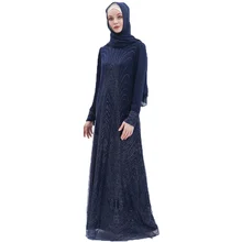 Роскошные мусульманские блёстки абайя Бисероплетение платье кардиган кимоно Элегантный свободный длинный халат платья Jubah Ближний Восток ИД Рамадан исламский