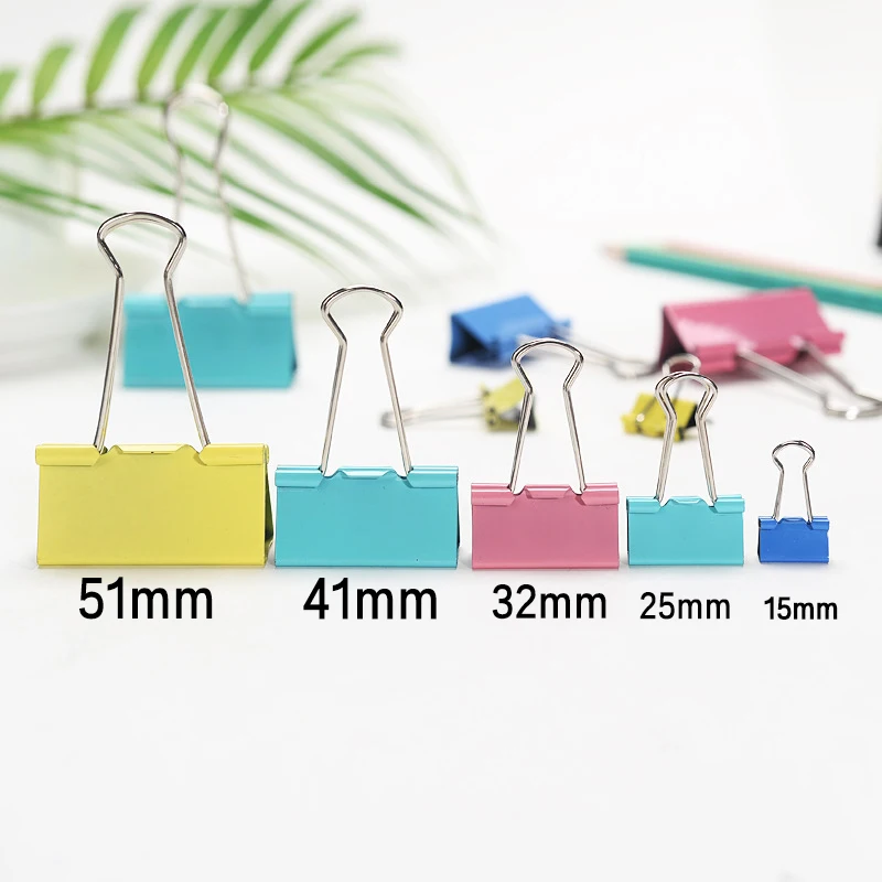 25 PCS/lot Colorful Metal Paper Binder Clips Of High Quality 15mm Office Supplies Office Stationery Binding Supplies 24pcs flower pattern metal binder clips set 19mm 25mm binding paper clips stationery office accessories school supplies a6970