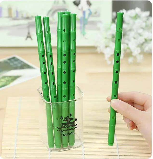 10pcs Flute Bamboo Pen Gel Pen Gel Ink Pen creative personality student gifts small gift stationery 0.38mm 19.65*1cm