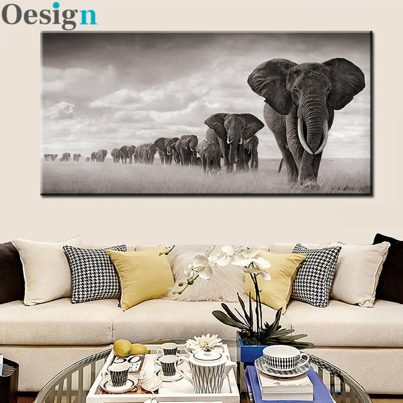 

Wild black africa elephants paintings canvas painting scandinavia posters and prints frames wall art pictures for living room