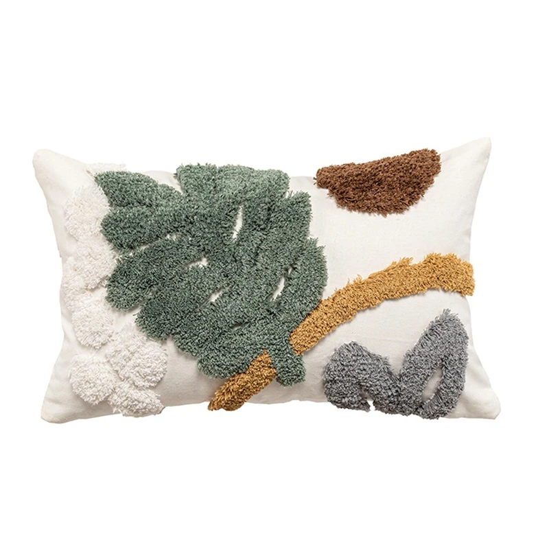 Pillowcase Home Decor Sofa Chair Seat Green Plant Embroidery Tufted Cushion Cover Boho Style 9 H45f8f0a689b348c8a33bc3b45eab67d7F