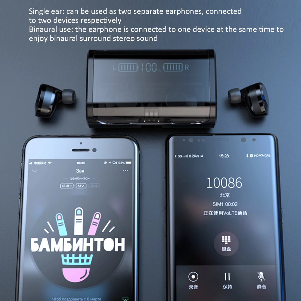 G06 Bluetooth 5,0 наушники TWS стерео бизнес Bluetooth гарнитура беспроводные наушники светодиодный дисплей с зарядным устройством 4000 мАч