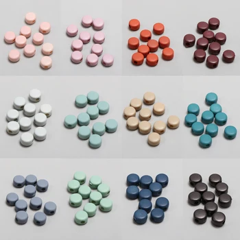 

20 round mini beads Mo Landi colored acrylic flat beads DIY handmade jewelry earrings accessories materials