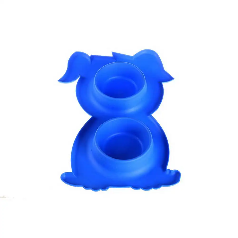 Blue without bowl Двойные миски питатель для домашних животных из нержавеющей стали миски для воды с нескользящим ковриком DNJ998 - Цвет: Blue without bowl