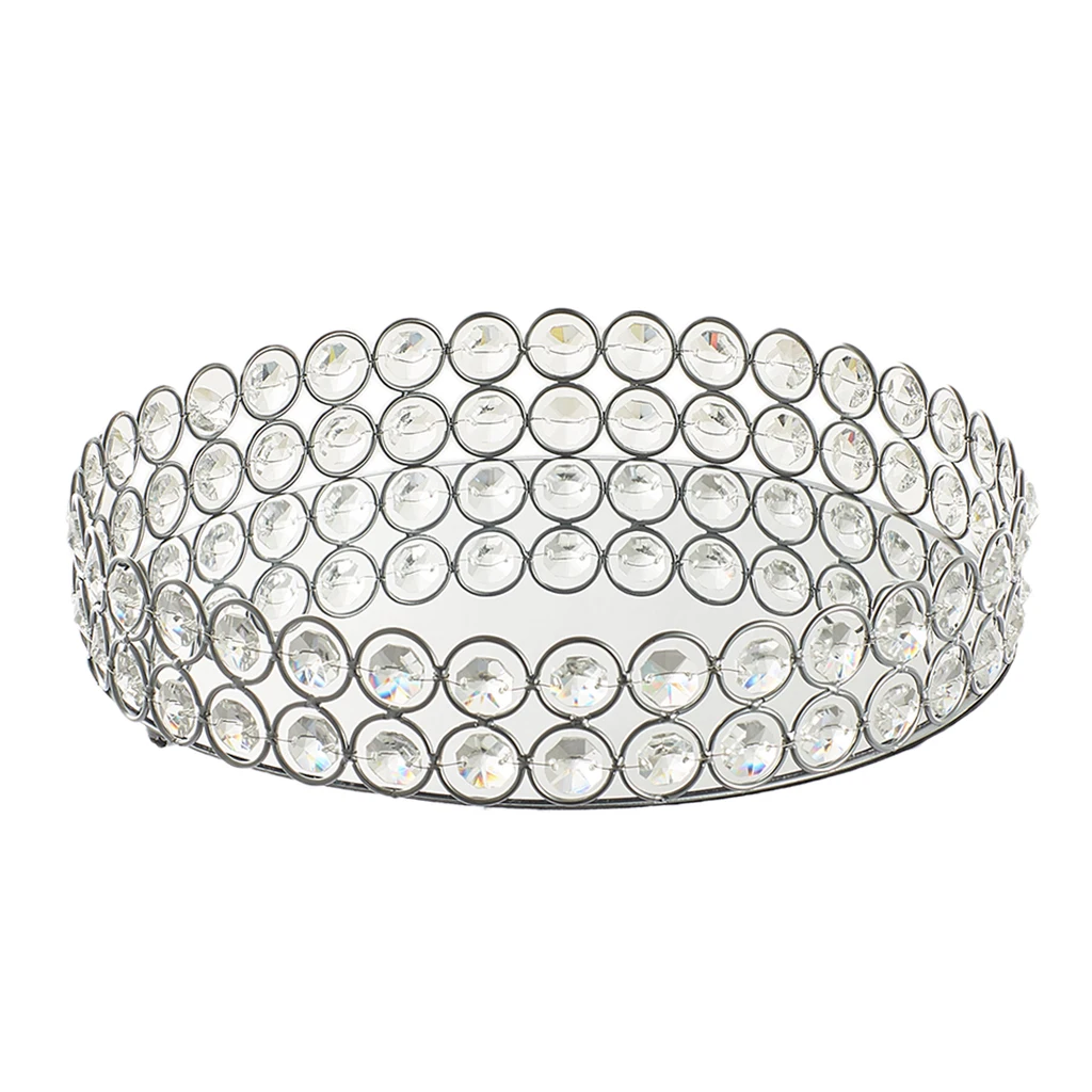 Crystal Tray Cosmetic Makeup Jewelry Trinket Organizer Bedroom Bathroom Silver