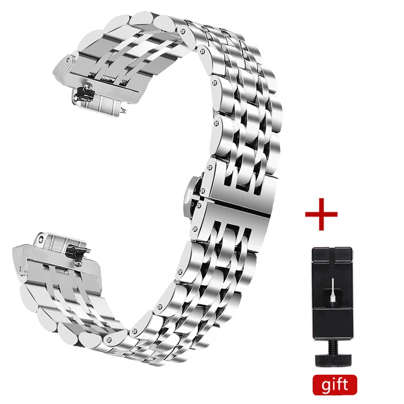 silver OULUCCI нержавеющая сталь для Fitbit Inspire HR Smartwatch ремешок на запястье для Fitbit Inspire браслет - Цвет: silver