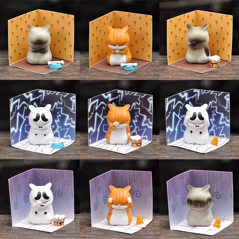 

Kawaii Distressful Cat Model Anime lovely simulation animal Cat Figure Home Decoration Action Figure Collectible Blind box Toy