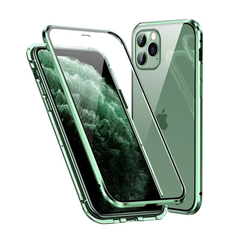 360 Full Clear Double-sided Glass Case Metal Frame Magnetic Protective Cover for IPhone 11 XS MAX XR 7 8 6 6S 6plus | Мобильные