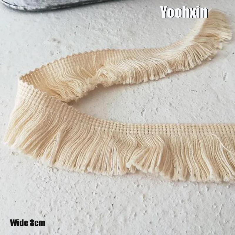 

3CM Wide Fashion beige Embroidery flower lace fabric trim ribbon DIY sewing applique collar fringe tassel guipure dress decor