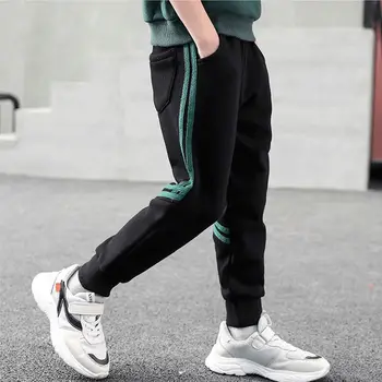 

2020 Spring Autumn Children Pants Fashion Kids Sports Green Stripe Casual Trouser Pants For Teen Boys 4 6 8 10 12 14 Years TX225