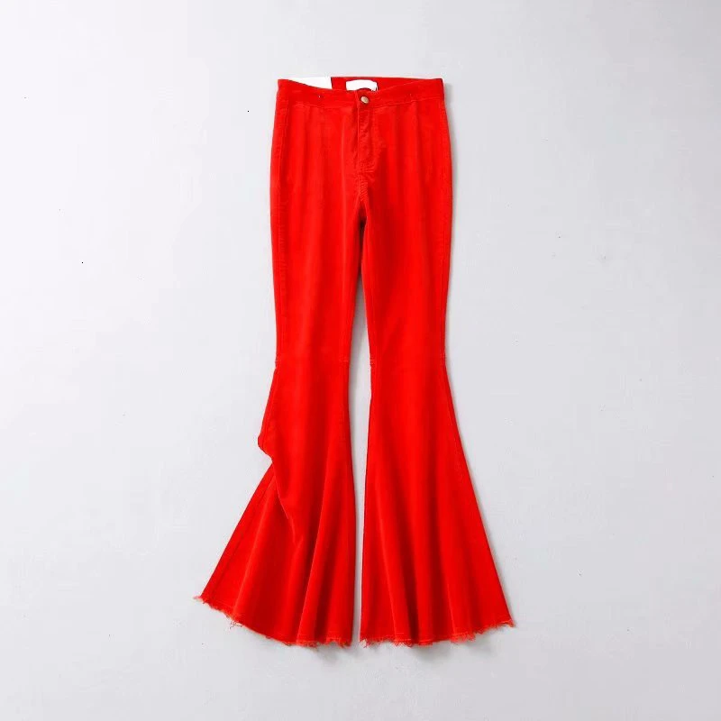 Orange SISPELL Ruched уличные брюки для женщин с высокой талией винтажные длинные женские брюки клёш Осенняя модная одежда Tide - Цвет: Orange