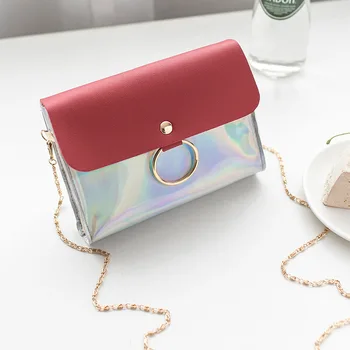 

2020 new fashion ring small square bag mobile phone bag contrast color bright shoulder messenger bag female bag mini bag