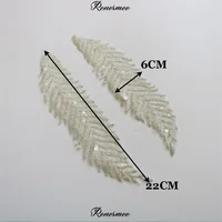 Buy 2Pc Summer Silver Thread Clear Sequins Lace Applique Mesh Yarn Lace Flower Embroidery Applique Silver Color 22X6cm Online - Image 3