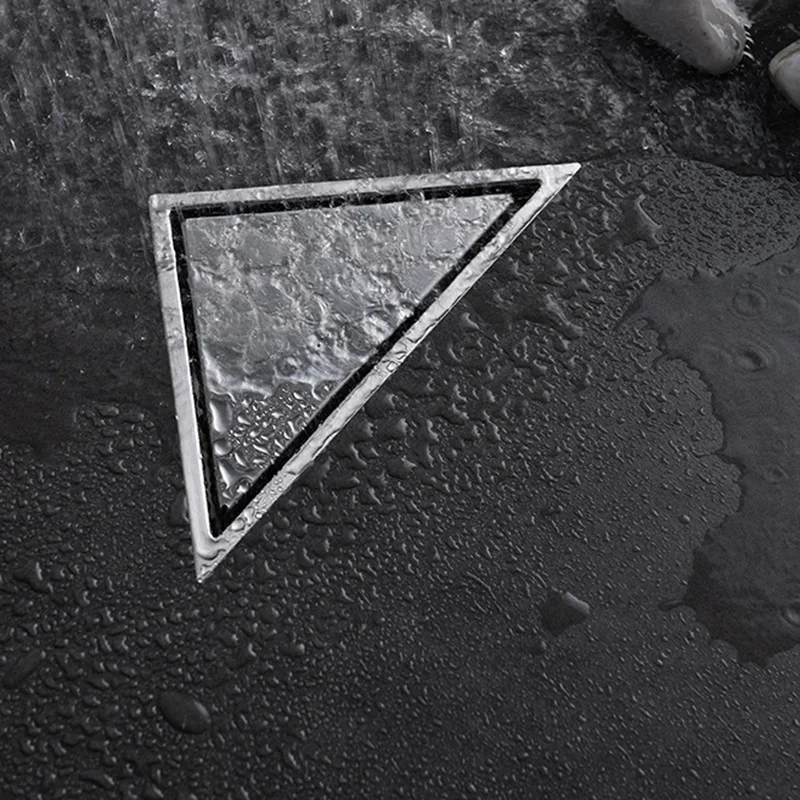 

Top-Stainless Steel Type Triangle Floor Drain Bathroom Tile Invisible Shower Drain Hair Catcher Clean Strainer