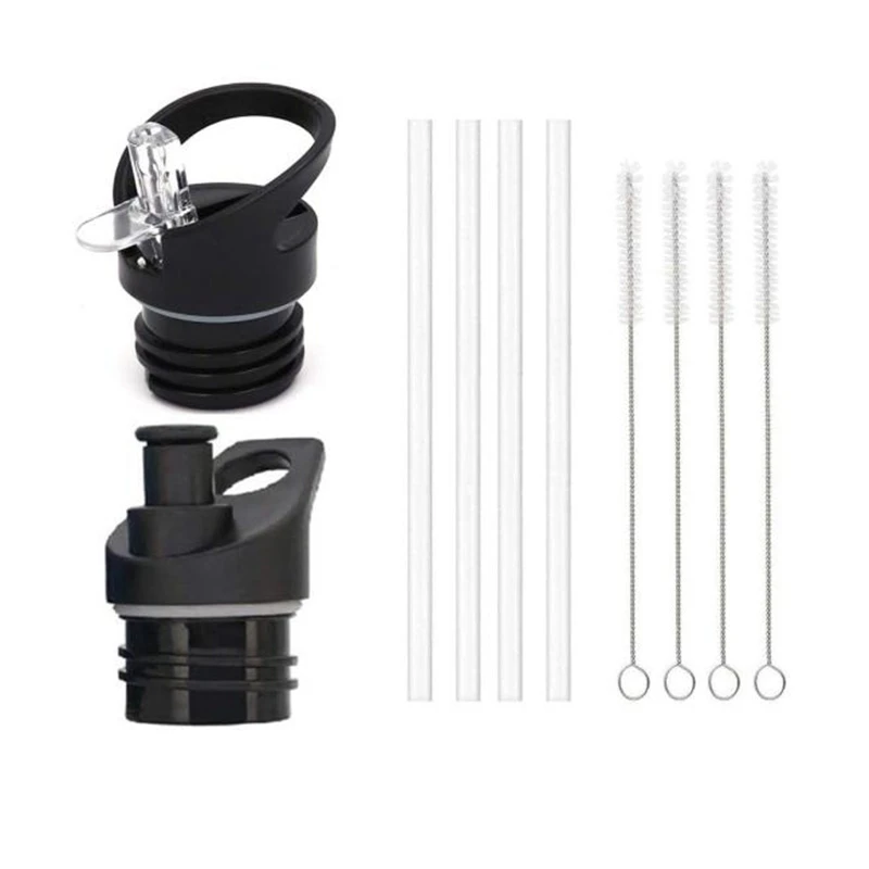 

Sports Water Bottle Straw Lid, 12 Oz, 18 Oz, 21 Oz, 24 Oz Leak Proof Straw Cap, Flip Cap, 4 Straw,4 Cleaning Brushes