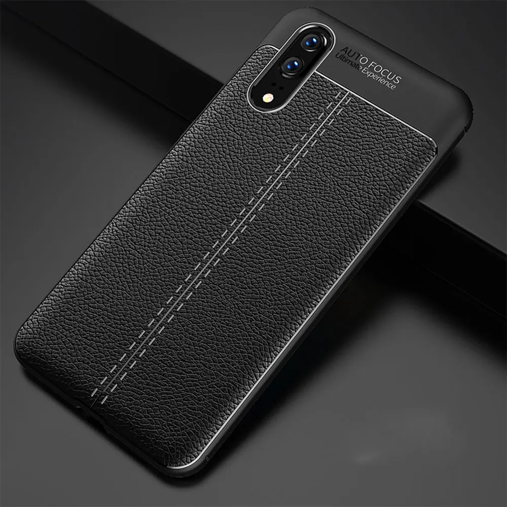 Роскошный Ультратонкий чехол для huawei Honor play 10 9i 7A y6 prime Y9 y5 mate RS противоударный кожаный текстурный силиконовый чехол - Цвет: Черный