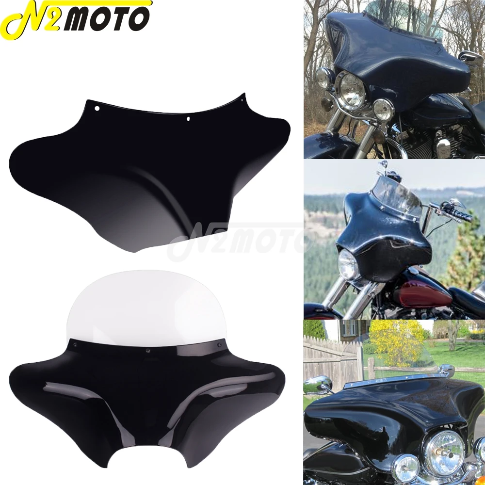

For Harley Softail Dyna Road King Street Fat Bob Low Ride Wide Glide FLHR FLST Front Batwing Fairing Outer Fairing w/ Windshield