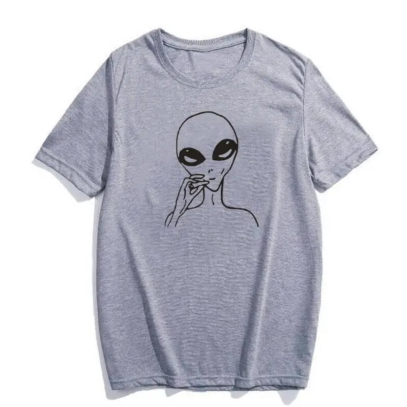 Harajuku Alien Smoke Weed Printing T Shirt Women Tops Korean Fashion Graphic Tee Shirt Femme Short Sleeve Funny Women Tshirt