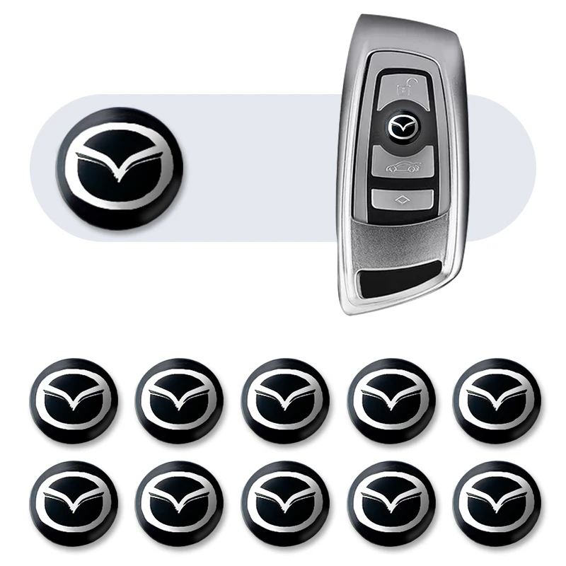 

10pcs 14mm Remote Control Key Emblem Logo Sticker for Mazdas 5 6 323 626 RX8 7 MX3 MX5 Atenza Axela Car Accessories Car Interior
