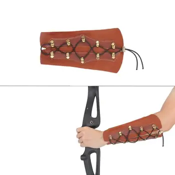

Cowhide Genuine Leather Adjustable Archery Arm Guard Protector To Protect Arm Guard Brown Bow and Arrow Accessories Unisex