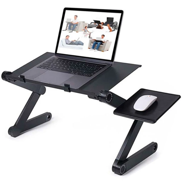 Support de bureau ergonomique en aluminium réglable pour ordinateur portable,  table pour ordinateur portable, support de bureau avec tapis de souris,  adapté pour TV, lit, canapé, PC - AliExpress