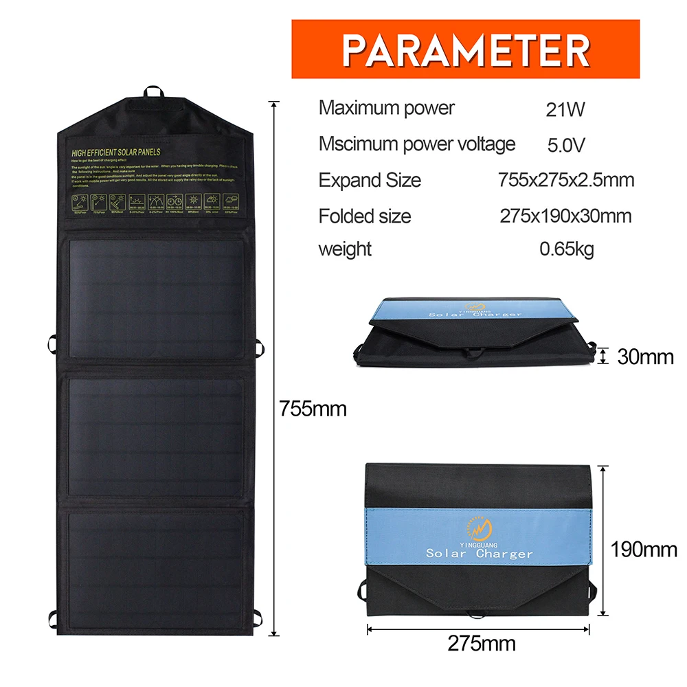 painel solar duplo usb 5v 18v dc
