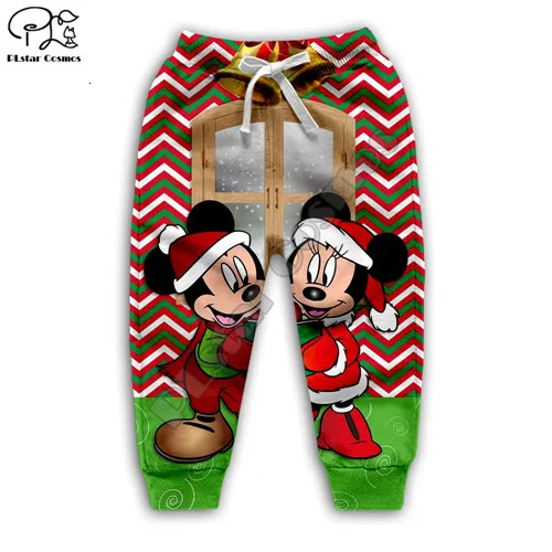 kids pants Детские толстовки с капюшоном с объемным принтом Микки Мауса; толстовка с длинными рукавами с изображением Санта-Клауса и мыши; kawaii; брюки на молнии для мальчиков и девочек - Цвет: kids pants