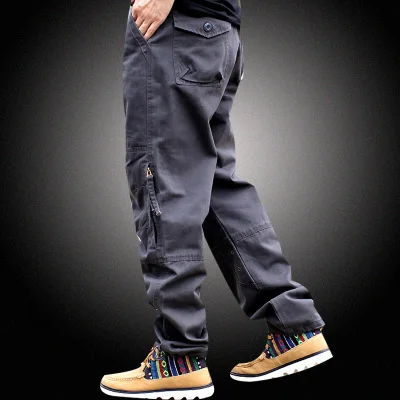 Хлопок Брюки-карго Мужская Уличная повседневные штаны Pantalon Hombre мужские свободные в стиле «хип-хоп» штаны-шаровары