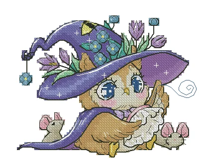 

tt Gold Collection Counted Cross Stitch Kit Cross stitch RS cotton with cross stitch Embroidered Little Witch-Owl