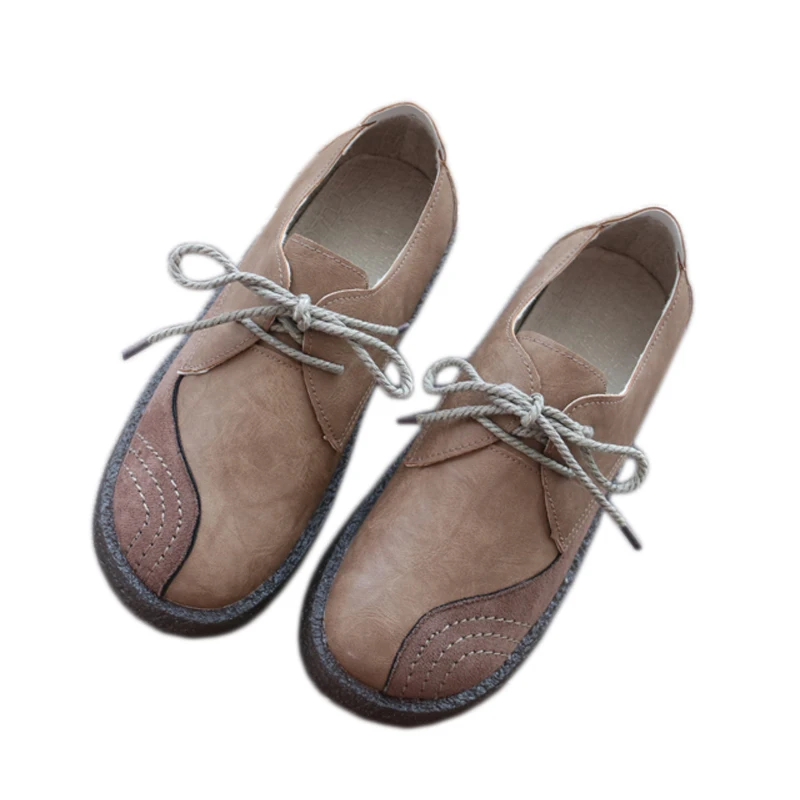 Mori Retro Low-help Casual Shoes Lace-Up Single Shoes Soft Bottom Comfort Breathable Student Flat Shoes Literary Womens Shoes