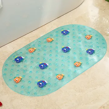 

Cartoon Fish Child Bathroom Anti-slip Mat Bath Massage Mat 69*39cm Oval Small Fish Decal With Suction Cup Non-slip Bath Mat