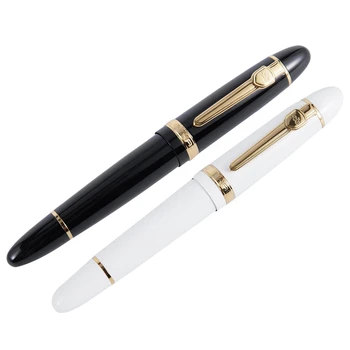 

Jinhao 2Pcs 159 18Kgp 0.7Mm Medium Broad Nib Fountain Pen Free Office Fountain Pen with a Box - Black & White