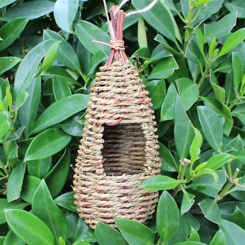 Соломенный птичий домик идиллический садовый орнамент плетеная из растительного сырья Птичье гнездо коробка разведение Ласточки гнездо висячие украшения для попугая Throstle