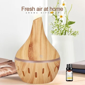 

USB Wood Grain Essential Oil Diffuser Ultrasonic Air Humidifier Household Aroma Diffuser Aromatherapy Mist Maker with Light A