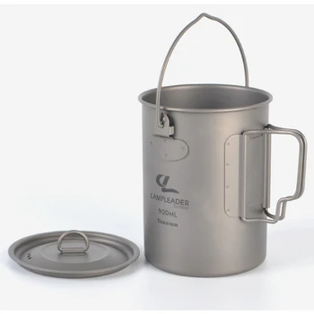 

900ml Pure Titanium Pot Backpacking Outdoor Camping Picnic Mug Cup Set With Lid & Storage Bag For Outdoor Camping Picnic