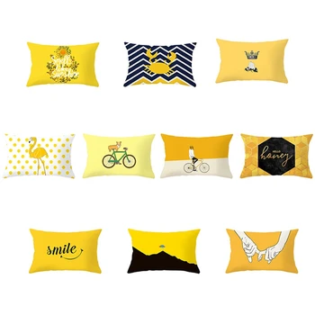 

30cm*50cm Home Pineapple Leaf Yellow Pillow Case Waist Throw Soft Print Polyester Pillow For Living Room