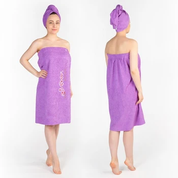 

A set for a sauna terry. wives (Kilt (skirt) (80x150 + -2) + turban), lilac color