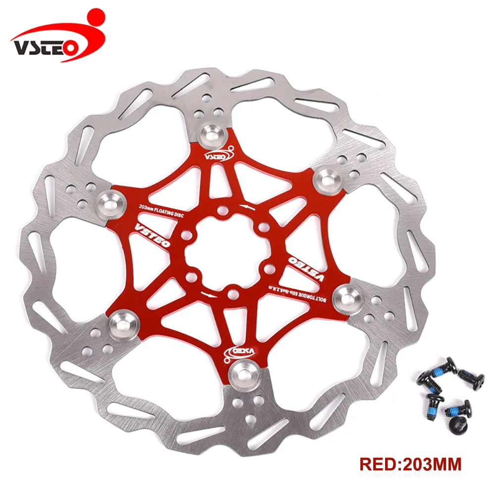 Велосипедный Дисковый Тормоз MTB DH, плавающие дисковые роторы, гидрические тормозные колодки, поплавковые роторы 160 мм/180 мм/203 мм, детали велосипедного тормоза - Цвет: red 203mm