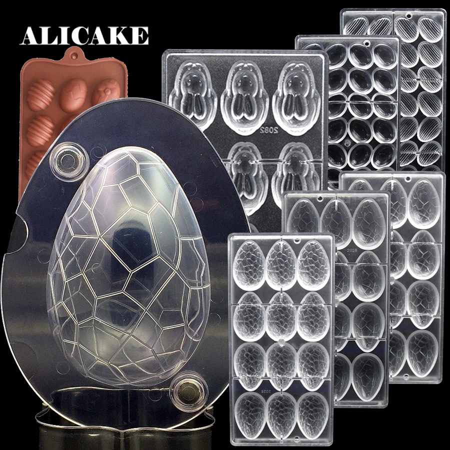 

Easter Eggs Rabbit Polycarbonate Chocolate Moulds Forms For Baking Silicone Plastic Bakeware Kitchen Tools Molds For Pastry