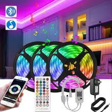 RGB lumière LED bande 12V Non-étanche 5050 couleur changeante Bluetooth contrôleur + 40 clé à distance lumière LED s pour la maison chambre chambre